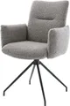 Produktbild: DELIFE Polsterstuhl Jova-Flex, mit Armlehnen Kreuzgestell konisch Schwarz Bouclé Silbergrau 180° dreh