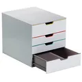 Produktbild: DURABLE Schubladenbox VARICOLOR weiß mit bunten Farblinien 762427, DIN A4 mit 4 Schubladen, 1 St.
