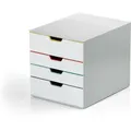 Produktbild: Durable - Schubladenbox A4 (Varicolor Mix) 4 Fächer, mit Etiketten zur Beschriftung, mehrfarbig, 762427
