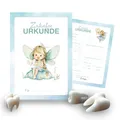 Produktbild: Zahnfee Urkunde (20 Stück) – Geschenk für Mädchen und Jungen – Zahn Zertifikate für die Milchzähne und Erinnerung an die ersten Zahnlücken