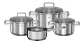 Produktbild: RÖSLE MOMENTS Kochtopf-Set 4-teilig Topfset Töpfe mit 3 Glasdeckel Edelstahl