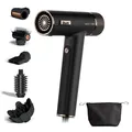 Produktbild: Shark SpeedStyle Pro Haartrockner, hohe Leistung & Power für alle Haartypen mit Kopfhautschutz und 5 Aufsätzen, leicht, Keine Hitzeschäden, Faltbarer Griff, Aufbewahrungsbeutel, Schwarz HD752EU