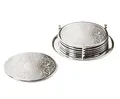 Produktbild: EDZARD 6er Set Untersetzer Brügge (Ø 9 cm) in Silber - Unterteller als Glasuntersetzer, Untersetzer für Gläser, Tassenuntersetzer - in rund für Topf, Kerzen, Gläser, Getränke statt Bierdeckel