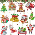 Produktbild: Ljevandria Diamond Painting Weihnachten Anhänger 12 Stück Doppelseitiger DIY Set Diamond Painting Kinder Bastelset Weihnachten Adventskalender (A)
