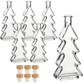 Produktbild: gouveo 6er Set Glasflasche 200 ml Tanne mit Korken (HGK) - Tannenbaum-Flasche - Weihnachtsflasche zum Befüllen, Verschenken, Dekorieren - Transparent