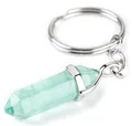Produktbild: LAVISA Obelisk Schlüsselanhänger - Luxuriöser Edelstein Anhänger mit Edelstein nach Wahl - Jeder Stein ein Unikat - Heilende Wirkung, intensive Farben, edle Fassung (Grüner Fluorit)