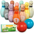 Produktbild: Pink Papaya Kegelspiel Bowling 12 teiliges Kegel Set für Kinder - Animals XL
