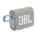 Produktbild: JBL GO 3 Eco – Kleine Bluetooth Box aus recyceltem Material - Weiß – Wasserfester, tragbarer Lautsprecher für unterwegs – Bis zu 5h Wiedergabezeit mit nur einer Akkuladung