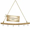 Produktbild: NaDeco Deko Holzstange mit Kordel & Haken, AST Holz Treibholz Deko Hänger, Dekoration Stock Dekoast Holzbalken Dekozweig zum aufhängen, Fensterdeko Türhänger Wanddeko, Größe: 50cm mit 5 Haken
