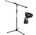 Produktbild: keepdrum MS106 Mikrofonständer mit Galgen u. Metall-Sockel + Klammer (Schwarz)