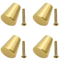 Produktbild: inodiref 4 Stück Möbelknöpfe Gold Schrankgriffe Solide Messing Schrankknöpfe Griff Schubladenknöpfe mit Schrauben für Küchenschrank Kommode Schubladen Griffe(17x20mm)