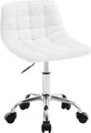 Produktbild: WOLTU Bürohocker mit Rollen, ergonomisch, Arbeitshocker, Drehstuhl Chenille, Weiß