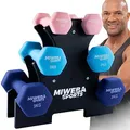 Produktbild: Miweba Sports Neopren Hantelset NKH120 | 𝐏𝐫𝐨𝐟𝐢 Hantel - Hexagon Hanteln Set - Kurzhanteln - Kurzhantel Set - Neoprenhantel - Hantelständer - Hantel - Dumbbell - 1-3kg (Rosa/Türkis/Königsblau)