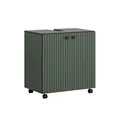 Produktbild: trendteam smart living - PureBliss - Waschbeckenunterschrank auf Rollen - Grün - Rillenoptik - 1 Einlegeboden - (BxHxT) 60 x 64 x 42cm - edle Metallgriffe