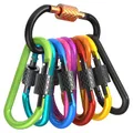 Produktbild: SURFOU 10 Stück Karabiner Schlüsselanhänger, Karabiner Klettern Carabiner, Mehrzweck-Schraubkarabiner Typ D Aluminium für Rucksäcke, Camping, Zelt, Reisen, Angeln, Hundeleinen, Schlüsselanhänger