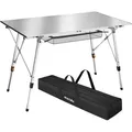 Produktbild: tectake Campingtisch, Silber, Metall, Baum/Pflanze/Natur, Rechteckig, 70.5x79x120 cm, Gartenmöbel, Gartentische, Beistelltische outdoor