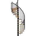 Produktbild: Minka Spindeltreppe Berlin in schwarz mit Buchenstufen bis 309cm Geschosshöhe Ø140cm