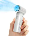 Produktbild: JISULIFE Tragbarer Handventilator, Turbo-Power [12 Stunden Maximale], 5-Gang-Wind, 3600 mAh wiederaufladbar, Mini-Taschendesign, persönlicher Ventilator für Reisen, Konzerte, Make-up – Grau