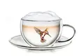 Produktbild: Creano Thermo-Tasse Hummi für Tee/Latte Macchiato, doppelwandig, mit Kolibri-Muster | 250ml in exklusiver Geschenkpackung, Rot
