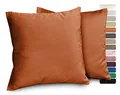 Produktbild: BEAUTEX Lea Samt Kissenhüllen 2er Set, Premium Kissenbezug, Sofa- und Dekokissen, Größe und Farbe wählbar (Bronze 40x40 cm)