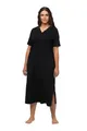 Produktbild: Ulla Popken Damen große Größen Übergrößen Plus Size Nachthemd, Lochstickerei, V-Ausschnitt, Halbarm, Modal schwarz 50+ 804072100-50+