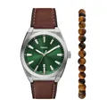 Produktbild: Herrenuhr + Armband FOSSIL EVERETT FS6080SET Leder Braun Grun
