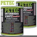 Produktbild: Petec 2x 1000ml Unterbodenschutz Bitumen schwarz Pinseldose Rost Steinschlag PKW