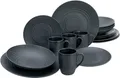 Produktbild: CreaTable Kombiservice Geschirr-Set Lava Stone (16-tlg), 4 Personen, Steinzeug, Service, schwarz, erhabenenes Relief, 16 Teile, für 4 Personen