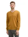 Produktbild: TOM TAILOR Herren Basic Pullover mit V-Ausschnitt aus Baumwolle, 36292 - Mustard Melange, L