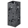 Produktbild: WOLTU Regenschirmständer aus Eisen, L20 x B20 x H49cm, Schirmständer mit Wasserauffangschale, 4 Haken für Taschenschirme, Anthrazit Rechteck SST02an
