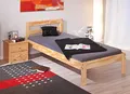 Produktbild: Inter Link – Holzbett - Bettrahmen – Bettgestell – Jugendbett – Gästebett – Einzelbett – Modernes Bett aus Kiefer Massivholz – ohne Lattenrost – Natur Lackiert – Jana 90 x 200 cm