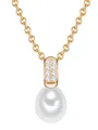Produktbild: Valero Pearls Damen-Kette Sterling Silber 925 gelbvergoldet Süßwasser-Zuchtperlen Zirkonia weiß - Halskette Frauen Gelbgold-Farben Süßwasser-perle