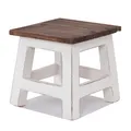 Produktbild: DESIGN DELIGHTS RUSTIKALER Vintage FUSSHOCKER PALO | 27,5x26x26cm (HxBxT), Mahagoni Recyclinholz | Holzhocker, Sitzhocker, Beistelltisch, Blumenhocker | Farbe: 06 weiß-Landhaus