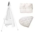 Produktbild: Leander-Babywiege weiß + Stativ weiß + Himmel weiß + Betttücher weiß + Auflage