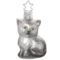 Produktbild: Christbaumschmuck Glas 6.5cm Katze mundgeblasen handbemalt Haustiere Weihnachtskugeln grau