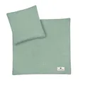Produktbild: Julius Zöllner Musselin Kinderbettwäsche 80x80 + 35x40 cm | 2-teiliges Set aus Deckenbezug und Kissenbezug aus 100% Baumwollmusselin | Oeko-TEX Standard 100 | grün