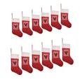 Produktbild: hausleben Weihnachtsstrumpf Set – 12 Stück, 42 cm aus Filz, Kamin Nikolausstrumpf zum Aufhängen, Nikolausstiefel zum Befüllen, Weihnachtsstrümpfe Deko, Christmas Stocking für Weihnachten, 12 Rot