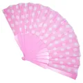 Produktbild: Funny Fashion Fifties Fächer mit Punkten | Rosa - Handfächer Faltfächer Vintage Kostüm Zubehör Polka Dots 50er 60er Jahre Outfit Sommerparty Festival Sommer Karneval