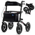 Produktbild: MEDOLY Rollator Outdoor Rollator, mit Luftbereifung & Faltbar -inkl. EInkaufstasche, Stockhalter schwarz