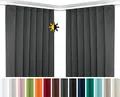 Produktbild: BEAUTEX 2er Set Kräuselband Verdunkelungsvorhang mit U-Band, Gardinen abdunkelnd und Blickdicht (B=140 cm, H=225 cm, Dunkelgrau)