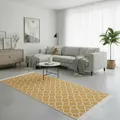 Produktbild: Fashion4Home Teppich Läufer - Tepiche für Wohnzimmer, Schlafzimmer, Küche, Kinderzimmer, Badezimmer - Boho Kelim - Läufer Flur, Morocco-Gold-Weiß, Größe: 80x150 cm