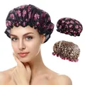 Produktbild: Duschhaube, 2 Stück Wasserdichte Duschhauben, Shower Cap, Duschhaube für Damen, Haarhaube für Die Nacht, mit Elastischem Band, Wiederverwendbare Dusche Kappen für Mädchen Frauen (B)
