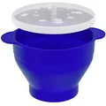 Produktbild: Intirilife Popcorn Maker aus Silikon für die Mikrowelle Wiederverwendbare faltbare Schüssel mit Deckel in Blau - 24 x 20 x 6 (14.5) cm