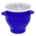 Produktbild: Intirilife Popcorn Maker aus Silikon für die Mikrowelle Wiederverwendbare faltbare Schüssel mit Deckel in Blau - 24 x 20 x 6 (14.5) cm - Frisches Popcorn jederzeit ohne Gebrauch von Öl