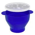 Produktbild: Popcorn Maker Silikon Mikrowelle faltbar mit Deckel Blau 24 x 20 x 6 (14.5) cm