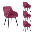 Produktbild: WOLTU 4er Set Esszimmerstühle mit Armlehne Rückenlehne, Stuhl im Esszimmer mit Samtbezug, bequemer Polsterstuhl, Küchenstuhl mit Metallbeinen, bordeaux