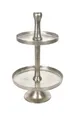 Produktbild: Bubble-Store Etagere Große silberne Metall Etagere, Metall, (HxØ pro Platte) ca. 67 x 40 / 32 cm), Etagere silber 2-stöckig