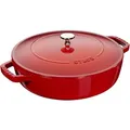 Produktbild: Staub Braisers Bräter mit Chistera Drop-Structure  28 cm, rund, Kirsch-Rot, Gusseisen