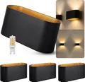 Produktbild: SSC-LUXon JOBERO 4er Pack Wandleuchte Innen schwarz - Wandlampe Gold Design Up Down Leuchte inkl. 1x G9 LED Leuchtmittel warmweiß