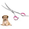 Produktbild: Hundeschere Edelstahl Schere Haustierpflege Trimmer Gebogen Gerade Rosa